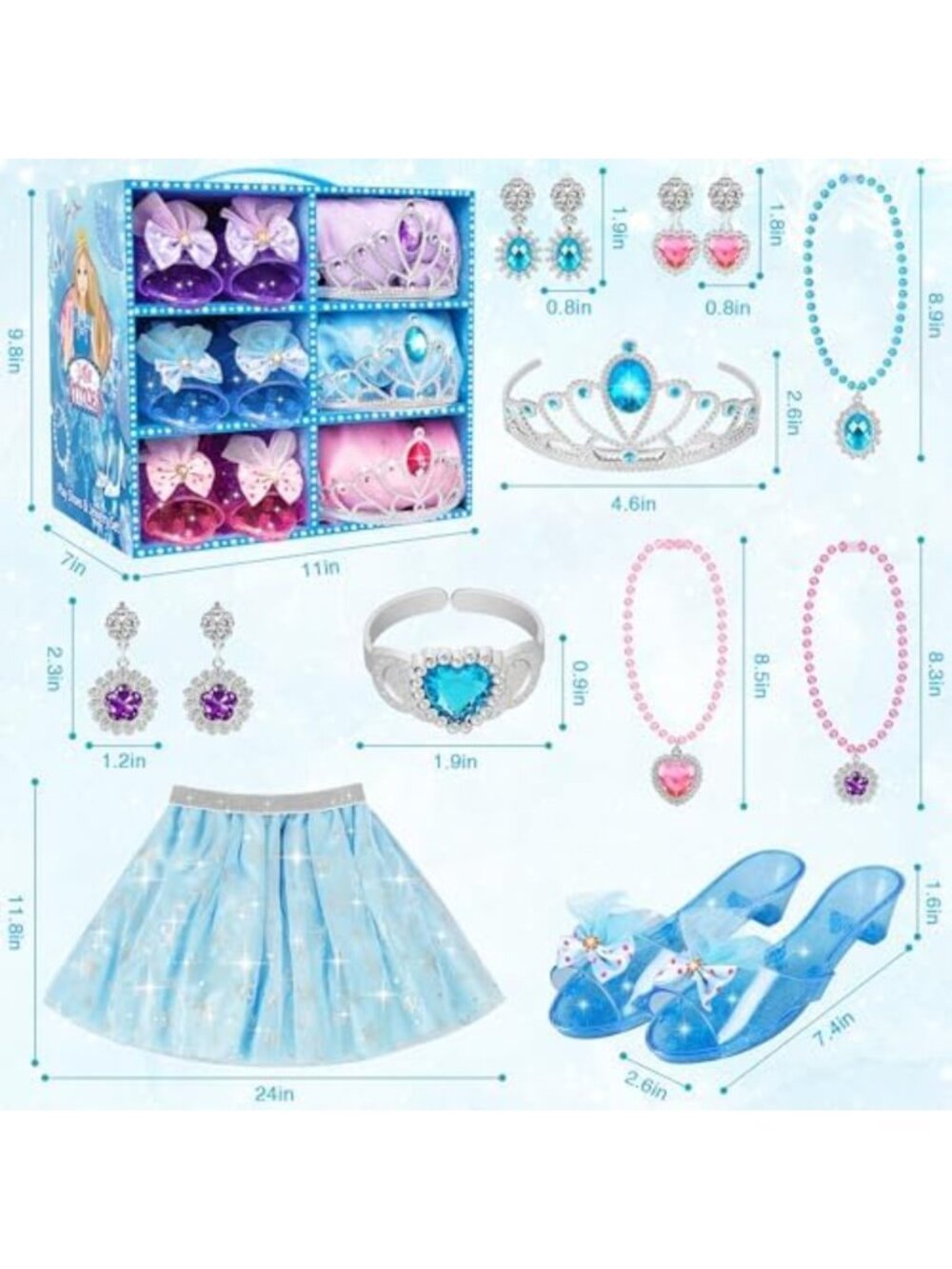 Girls' Princess Dress Up & Jewelry Set - Pretend Play Costume, Birthday Gift 3 - Picture 5 of 7